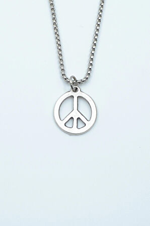 Minimal Barış Sembolü Örme Zincir Kolye