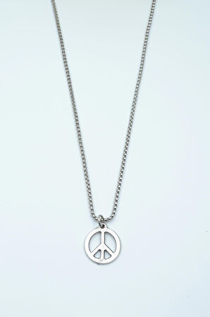 Minimal Barış Sembolü Örme Zincir Kolye