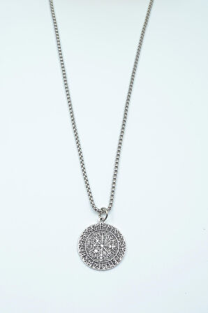 Vegvisir Viking Pusulası Örme Zincir Kolye