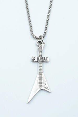 Pentagram Elektro Gitar Örme Zincir Kolye