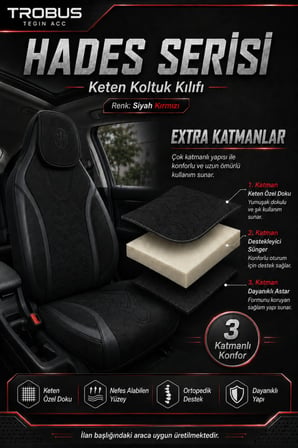 Toyota Camry 2002 ve Sonrası Uyumlu Hades Serisi Keten Koltuk Kılıfı Siyah