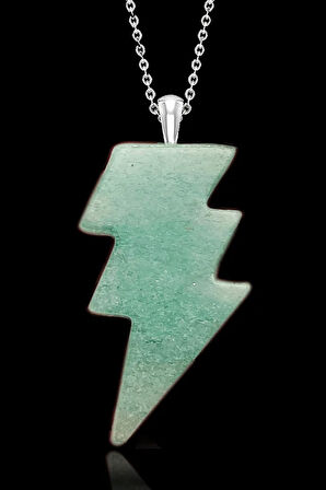 Sertifikalı Şimşek Model Aventurin Taşı Kolye - Aaa+ Kalite