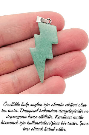 Sertifikalı Şimşek Model Aventurin Taşı Kolye - Aaa+ Kalite