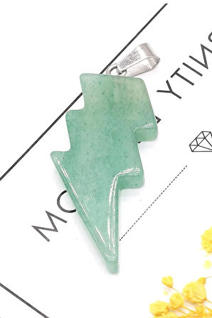 Sertifikalı Şimşek Model Aventurin Taşı Kolye - Aaa+ Kalite