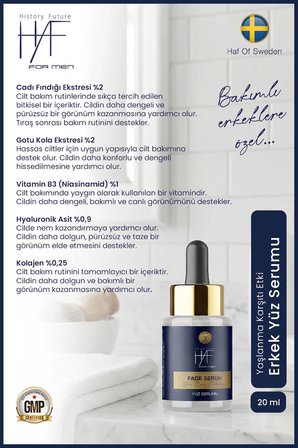 Yüz Serumu Erkeklere Özel Nemlendirici Yağ Dengesi Sağlayan Yaşlanma Karşıtı Etkili Yüz Serumu 20 ml