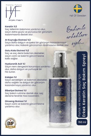 Erkek Keratin Saç Bakım Spreyi Güçlü Parlak Ve Hacimli Saçlar İçin Elektriklenme Karşıtı Sprey 150ml
