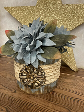 Bohem Tarzı Halatlı Saksı Vazo - Balkon Bahçe İçin Dekoratif Çözüm