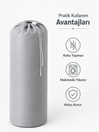 Beylini 40x125 2 Adet Halı Hurcu Yolluk Sığar Lastikli Nefes Alabilir Kokmaz Tela Lastikli Halı Kılıfı Poşeti Ambalajı Taşınma Çantası Yorgan Çamaşır Yastık Saklama Torbası Gri Renk