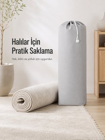 Beylini 40x125 2 Adet Halı Hurcu Yolluk Sığar Lastikli Nefes Alabilir Kokmaz Tela Lastikli Halı Kılıfı Poşeti Ambalajı Taşınma Çantası Yorgan Çamaşır Yastık Saklama Torbası Gri Renk