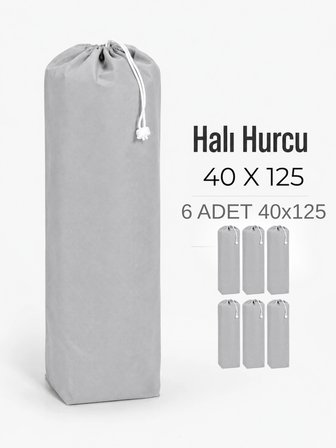 Beylini 40x125 6 Adet Halı Hurcu Yolluk Sığar Lastikli Nefes Alabilir Kokmaz Tela Lastikli Halı Kılıfı Poşeti Ambalajı Taşınma Çantası Yorgan Çamaşır Yastık Saklama Torbası Gri Renk