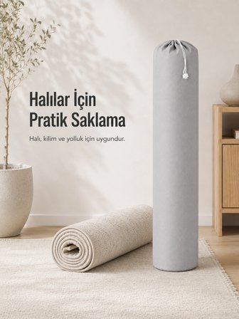 Beylini 40x185 2 Adet Halı Hurcu 4m2 Sığar Lastikli Nefes Alabilir Kokmaz Tela Lastikli Halı Kılıfı Poşeti Ambalajı Taşınma Çantası Yorgan Çamaşır Yastık Saklama Torbası Gri Renk