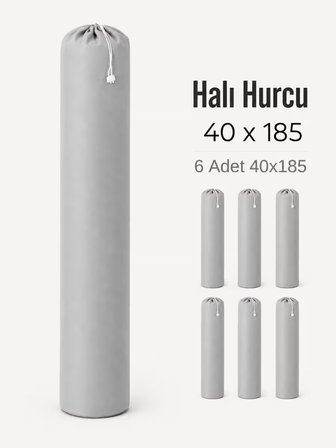 Beylini 40x185 6 Adet Halı Hurcu 4m2 Sığar Lastikli Nefes Alabilir Kokmaz Tela Lastikli Halı Kılıfı Poşeti Ambalajı Taşınma Çantası Yorgan Çamaşır Yastık Saklama Torbası Gri Renk