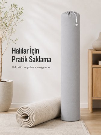 Beylini 40x225 2 Adet Halı Hurcu 6m2 Sığar Lastikli Nefes Alabilir Kokmaz Tela Lastikli Halı Kılıfı Poşeti Ambalajı Taşınma Çantası Yorgan Çamaşır Yastık Saklama Torbası Gri Renk