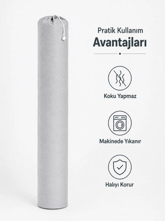 Beylini 3 Ölçülü 6'lı Halı Hurcu Lastikli Nefes Alabilir Kokmaz Tela Lastikli Halı Kılıfı Poşeti Ambalajı Taşınma Çantası Yorgan Çamaşır Yastık Saklama Torbası Gri Renk