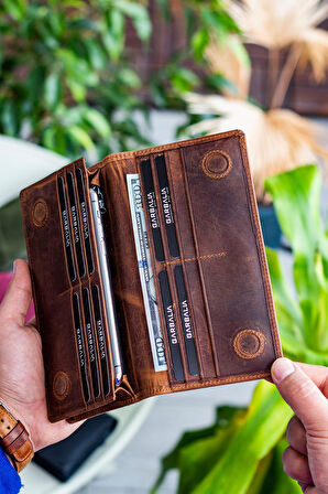 Garbalia Hamburg Hakiki Deri El Saplı Mıknatıslı Telefon Bölmeli Portföy Cüzdan