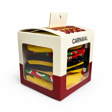 CARNAVAL Hamburger Kutulu 2'li Hediye Çorap Seti - Burger Desenli Unisex Pamuk Çorap