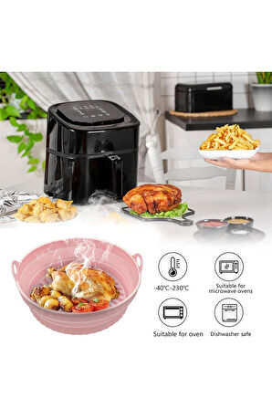 Katlanabilir Airfryer Pişirme Kabı Silikon Pişirme Seti 6 Litreye Kadar Tüm Cihazlara Uygun