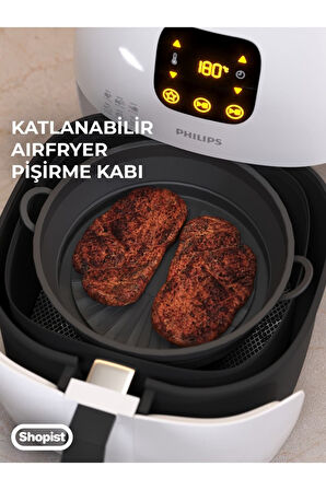 Katlanabilir Airfryer Pişirme Kabı Silikon Pişirme Seti 6 Litreye Kadar Tüm Cihazlara Uygun