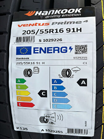 Hankook 205/60R16 92H Ventus Prime 4 K135 Oto Yaz Lastiği(Üretim Yılı: 2025)