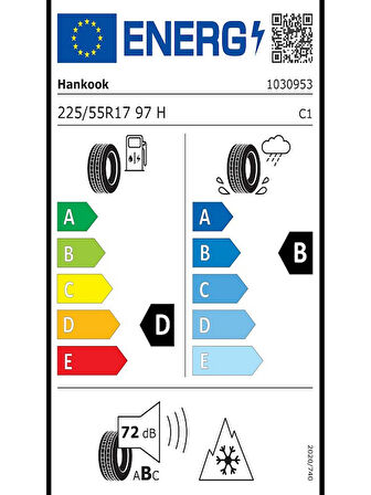 Hankook 225/55R17 97H HRS W462b Rs3 Oto Kış Lastiği (Üretim Yılı: 2024)
