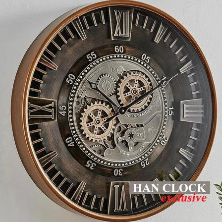 HAN CLOCK Clenton Metal Çarklı Duvar Saati 60 Cm