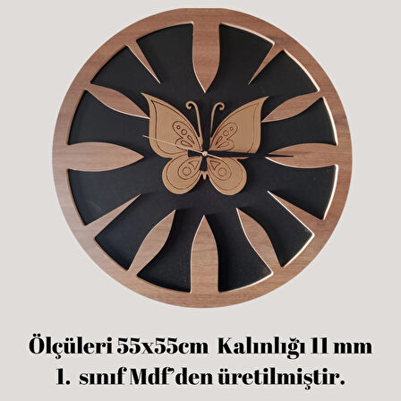 DUVAR SAATİ YALDIZ KELEBEK SAAT MODELİ EBATI 55X55 KALINLIĞI 11 MM