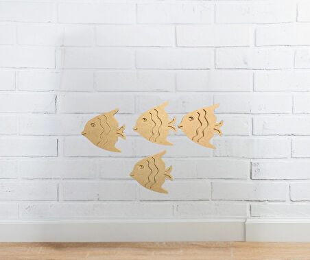 4'LÜ BALIK SETİ BOYANABİLİR HAM MDF EBATI 9CMX9CM KALINLIĞI 6 MM