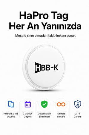 HBB-K Hapro Tag Ios & Android Uyumlu Airtag Akıllı Gps Takip Cihazı(BEYAZ)