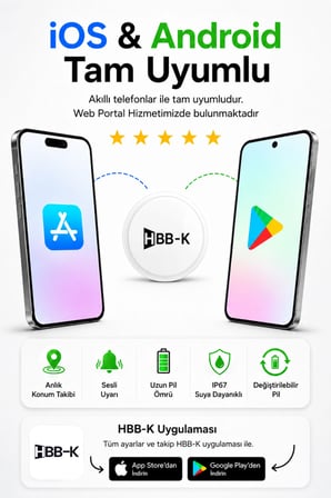 HBB-K Hapro Tag Ios & Android Uyumlu Airtag Akıllı Gps Takip Cihazı(BEYAZ)