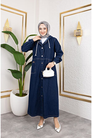 Kadın Düğmeli Kot Kap