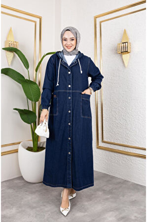 Kadın Düğmeli Kot Kap