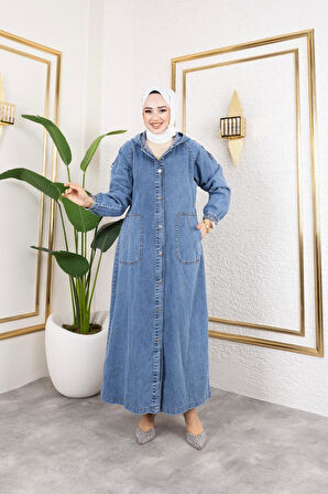 Kadın Düğmeli Cepli Kot Kap