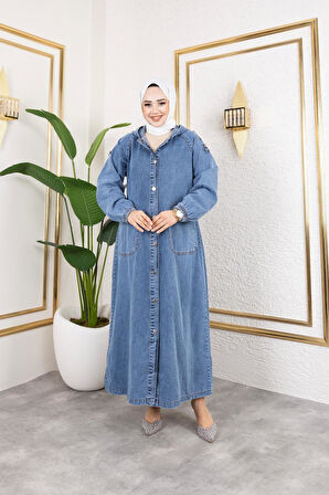 Kadın Düğmeli Cepli Kot Kap