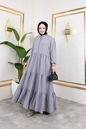 Kadın Fermuarlı Cepli Ayrobin Ferace