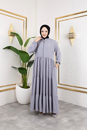 Kadın Fermuarlı Cepli Ayrobin Ferace