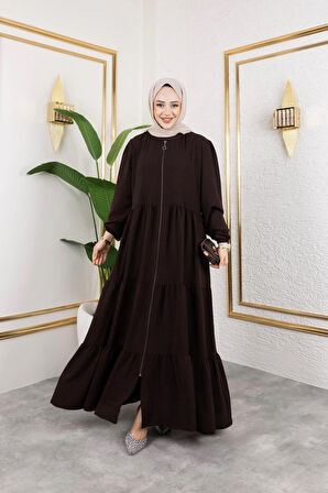 Kadın Fermuarlı Cepli Ayrobin Ferace