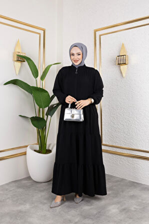 Kadın Fermuarlı Cepli Ayrobin Ferace