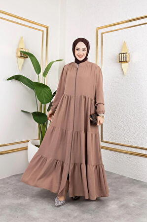 Kadın Fermuarlı Cepli Ayrobin Ferace