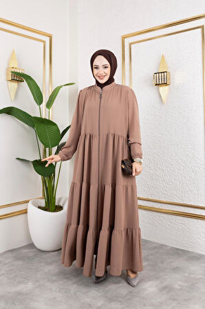 Kadın Fermuarlı Cepli Ayrobin Ferace