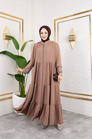 Kadın Fermuarlı Cepli Ayrobin Ferace