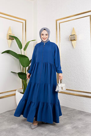 Kadın Fermuarlı Cepli Ayrobin Ferace