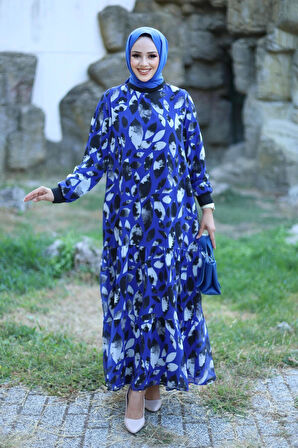 Kadın Astarlı Şifon Desenli Elbise