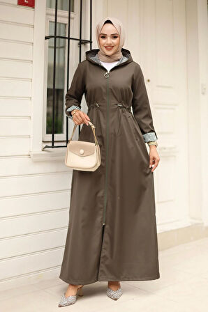 Kadın Kapüşonlu Fermuarlı Bondit Kap