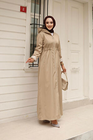 Kadın Kapüşonlu Fermuarlı Bondit Kap