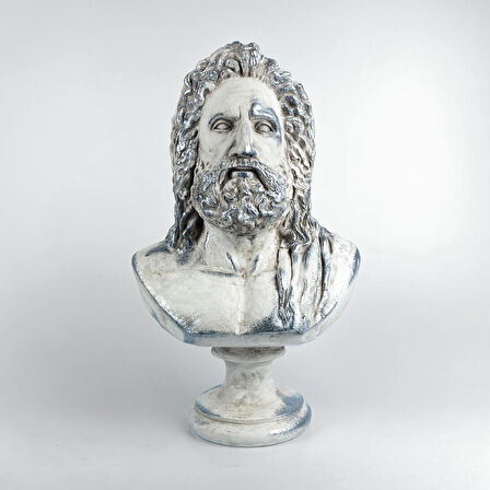 Poseidon 'Silver Moss' Dekoratif Heykel, Pop Art Roma Yunan Heykelleri