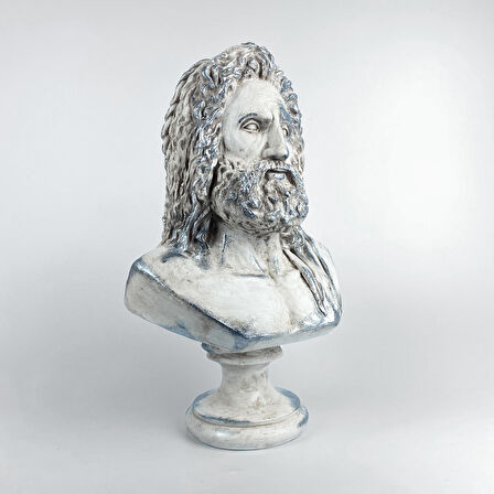 Poseidon 'Silver Moss' Dekoratif Heykel, Pop Art Roma Yunan Heykelleri