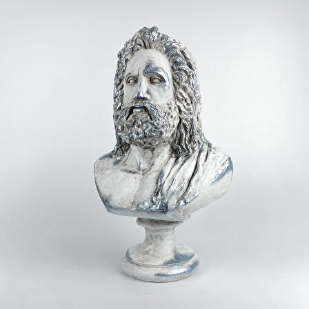 Poseidon 'Silver Moss' Dekoratif Heykel, Pop Art Roma Yunan Heykelleri