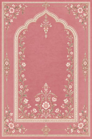 Pembe Klasik Desenli Dijital Baskı Seccade – Geleneksel Motifli Namaz Seccadesi