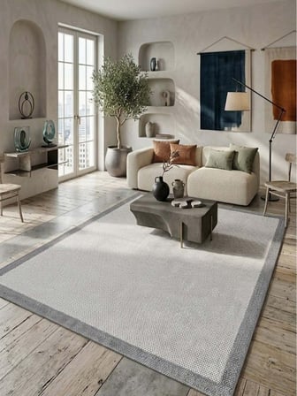 Modern Gri Bordürlü Sisal Dokulu Salon ve Oturma Odası Halısı