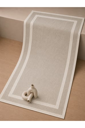 Modern Bej Çerçeveli Sisal Dokulu Salon ve Oturma Odası Halısı